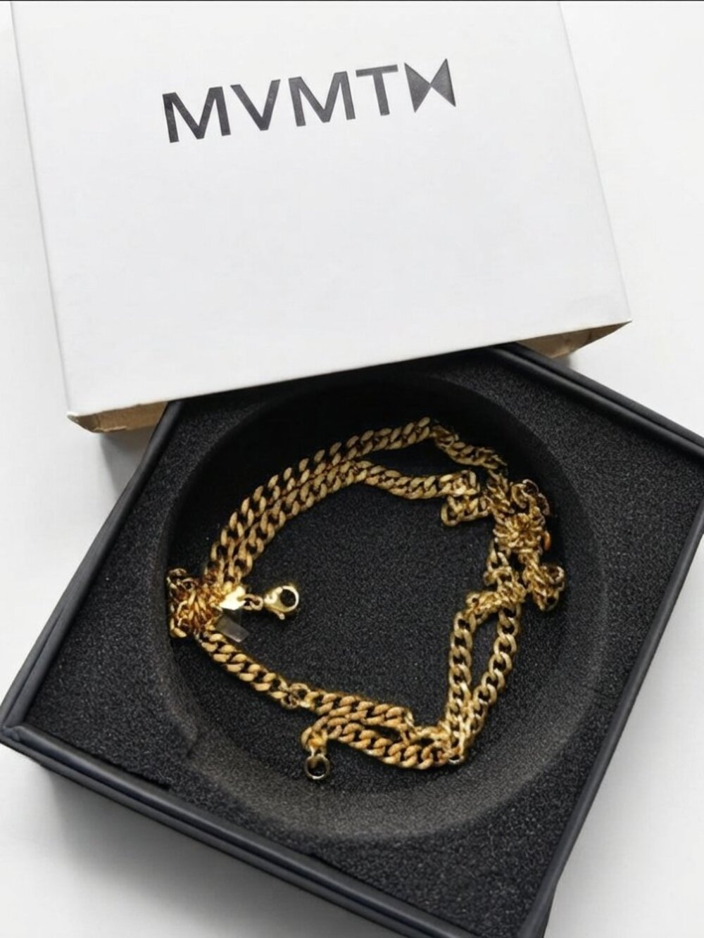 MVMT Gold-Tone Curb Chain Necklace with Original Box